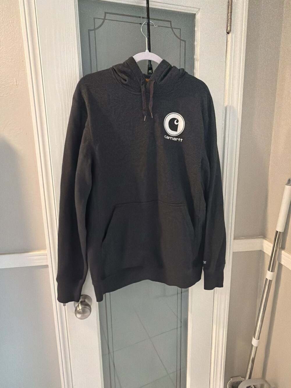 Carhartt Relaxed Fit Dark Gray Logo Hoodie Sweatshirt Size Medium